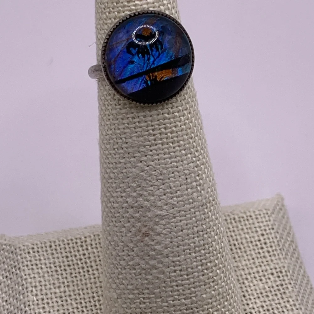 Tiny Morpho Butterfly Wing Ring by Hoffman Size 3 - Picture 3 of 7